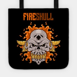 Fire skull illustration Tote