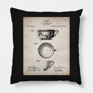 Tea Cup Patent - Tea Coffee Lover Home Kitchen Decor Art - Antique Pillow