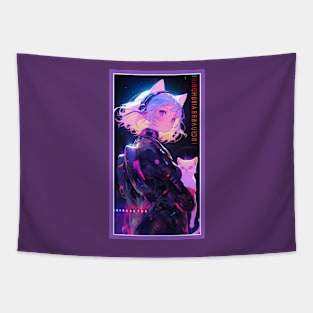 Anime Sci-Fi Cat Girl | Quality Anime Girl Artwork | Manga Girl Anime Art Tapestry