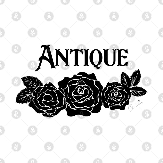 Antique Roses in Black and White Seamless Pattern Print by ClaudiaFlores