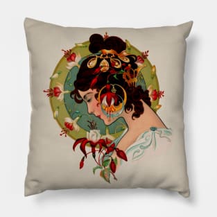 Woman with flowers Pillow