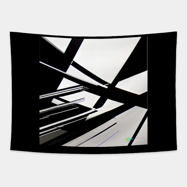 Abstract Geometric Black and White 77 Tapestry by Benito Del Ray