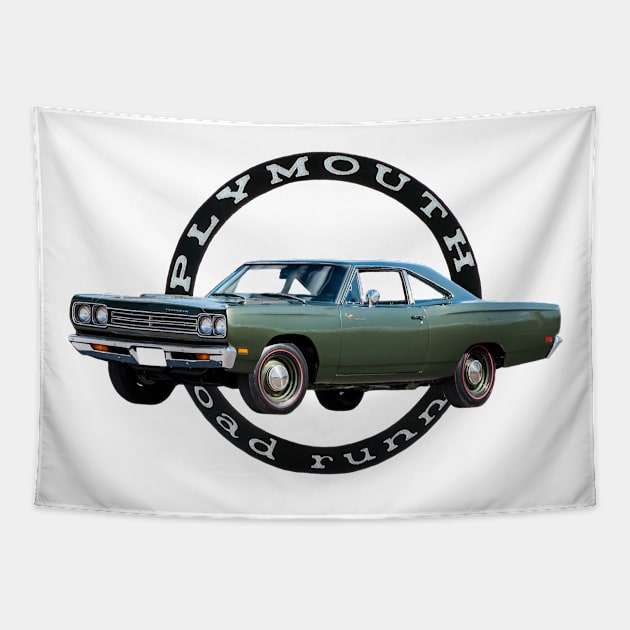 1969 Roadrunner on front and back Tapestry by Permages LLC