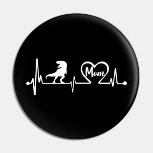 Mother's Day Gifts T-Shirt T-Rex Mom Heartbeat Lover Pin