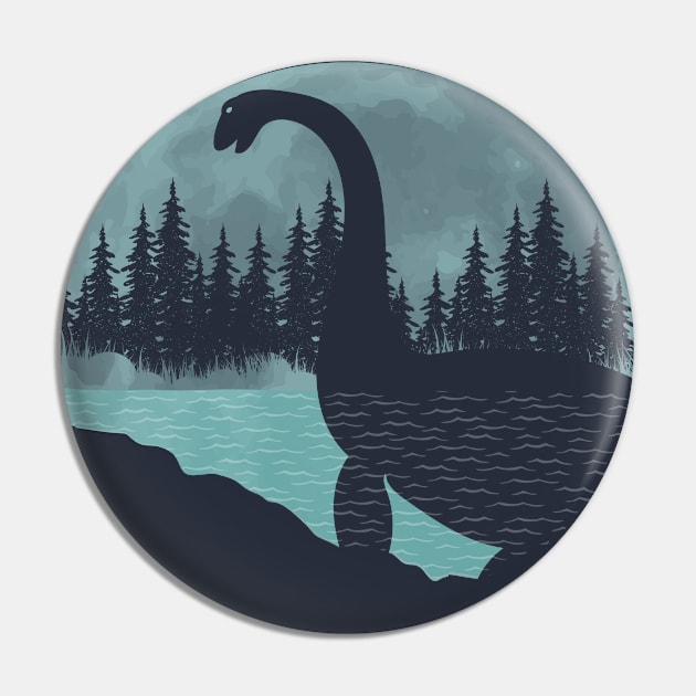Nessie With Full Moon Pin by Tesszero