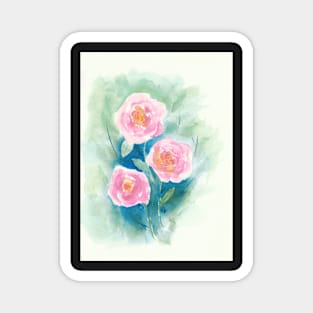 Loose Roses 4 - Pink and Yellow Magnet