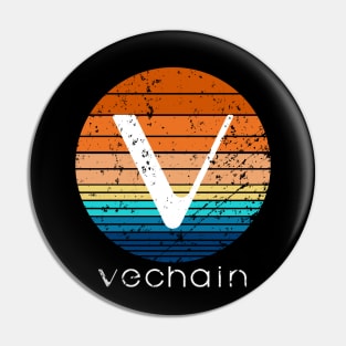 VeChain Cryptocurrency DeFi Crypto Vintage Sunset Pin