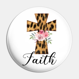 Faith. Leopard cross. Pin