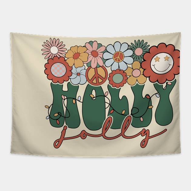Holly Jolly Floral Tapestry by Nova Studio Designs