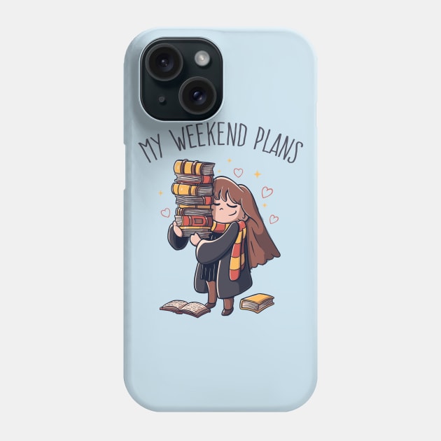 My Weekend Plans - Funny Cute Book Gift Phone Case by eduely