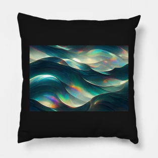 Iridescent Painted Glass Waves Pillow