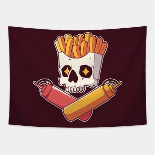 Killer Fast Food // Skull French Fries with Ketchup & Mustard Tapestry