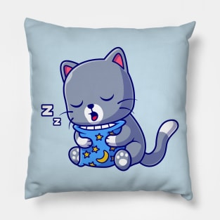 Cute Cat Sleeping With Pillow Cartoon Pillow