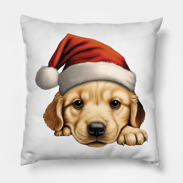 Christmas Peeking Puppy Pillow by Chromatic Fusion Studio