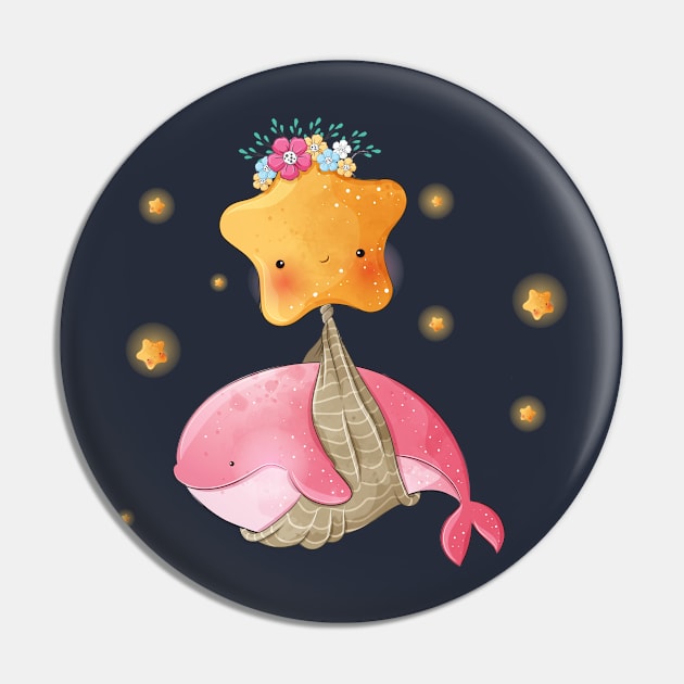 Whale Stars Flying Pin by Mako Design 