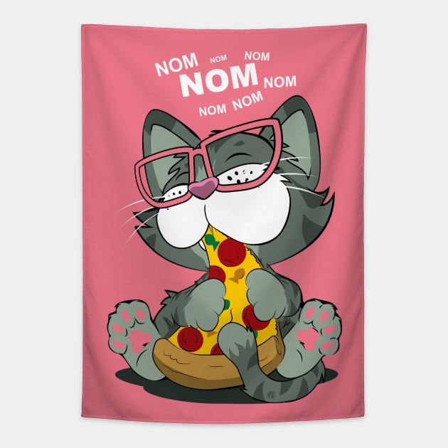 Pizza Cat! Pink Tapestry by CuddleswithCatsArt