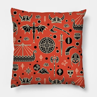 Viking Nordic Pattern for Children on Red Pillow