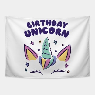 Cute Magical Birthday Unicorn Rainbow Horn Girl Tapestry