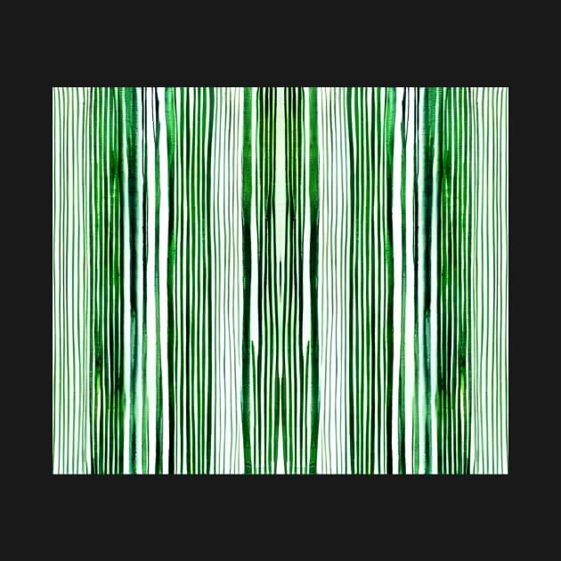 Green And White Vertical Striped - Green Aesthetic Lines by BubbleMench