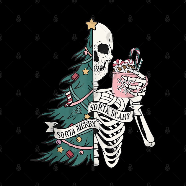 Sorta Scary - Sorta Merry Christmas Skeleton - Christmas Tree by Origami Fashion