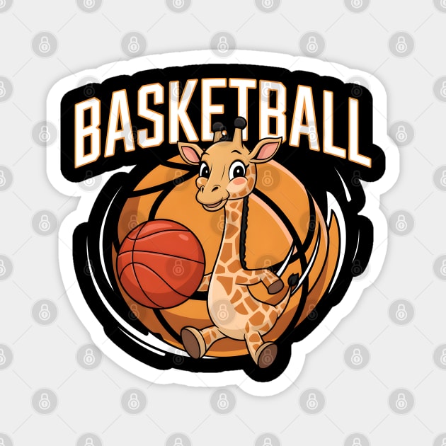 Cute Giraffe Playing Basketball – Funny Sports Animal Magnet by MakerMind8.2
