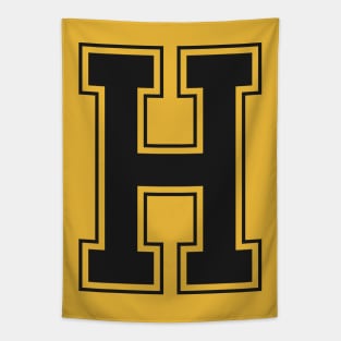 Monogram Black Yellow College House Initial H Tapestry