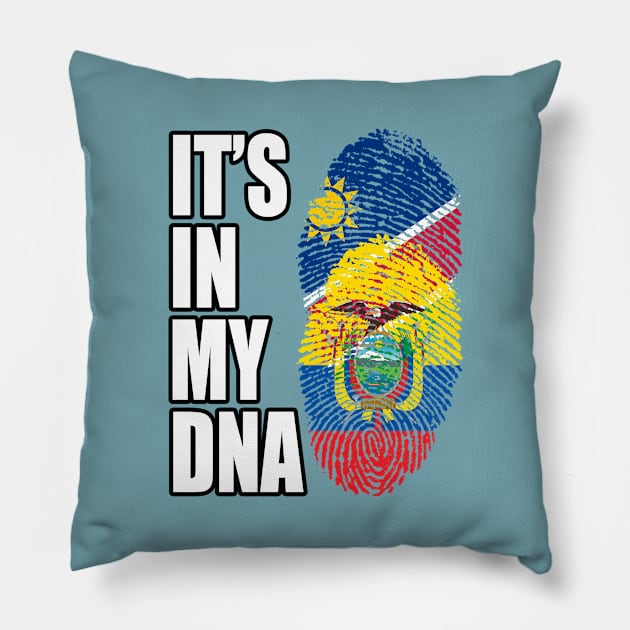 Ecuadorian And Namibian Mix DNA Flag Heritage Pillow by Just Rep It!!