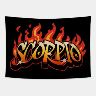Scorpio Zodiac Retro Flames Birthday Tapestry
