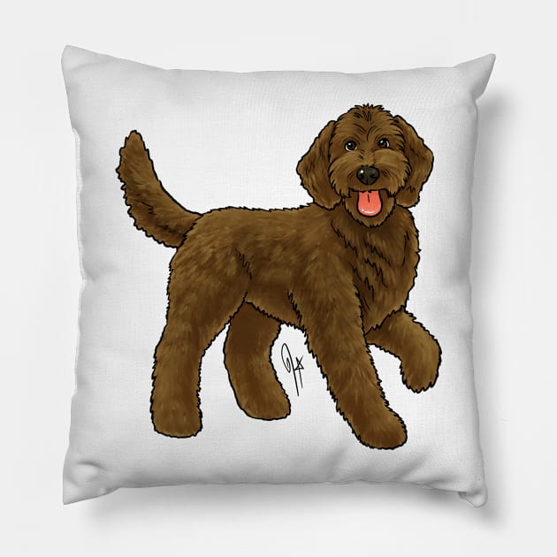 Dog - Goldendoodle - Chocolate Pillow by Jen's Dogs Custom Gifts and Designs