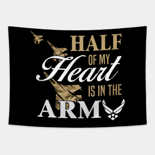 Army Girlfriend Wife Shirt Half Of My Heart Is In The Army Tapestry