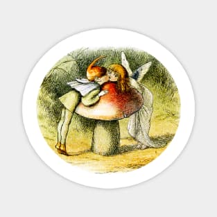 Elf in love with the fairy... in a mushroom landscape Magnet