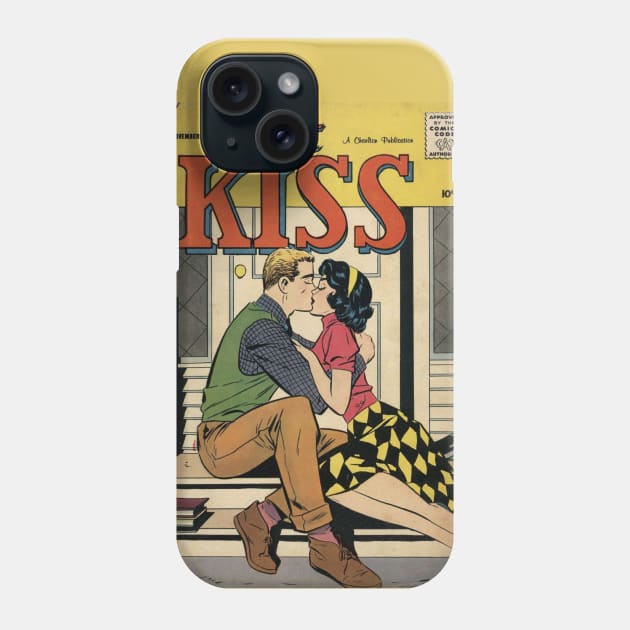 Vintage Romance Comic Book Cover - First Kiss Phone Case by Slightly Unhinged