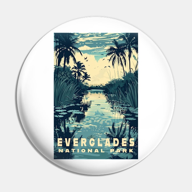 Everglades National Park Vintage Travel  Poster Pin by GreenMary Design