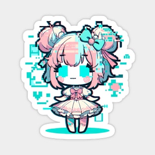 Glitch Art Kawaii Lolita Magnet