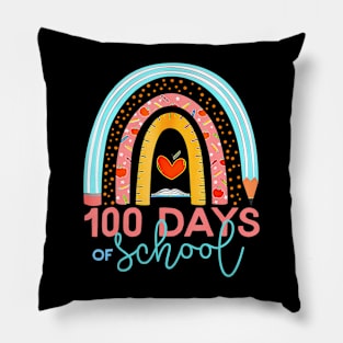 100Th Day Of School Teacher 100 Days Smarter Boho Rainbow Pillow