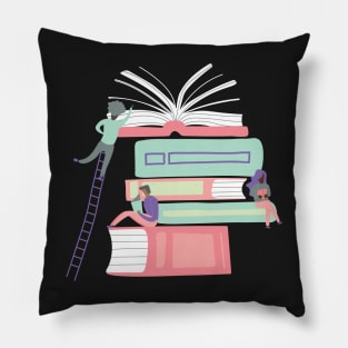 Pastel Color Book Illustration Pattern Pillow