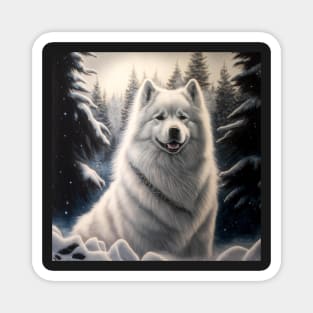 Samoyed In Winter Wonderland Magnet