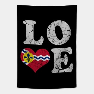 Love St Louis Flag Home Family Vintage Distressed Tapestry