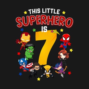 This Little Superhero Is 7 Birthday Superhero 7 Year Old Boy T-Shirt