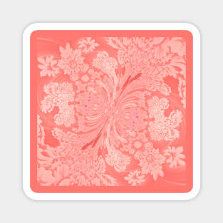 Coral Damask Wallpaper Print Butterfly Pattern Magnet