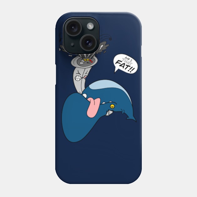 Am I THAT FAT! blue whale funny cartoon Phone Case by Odd Creatures