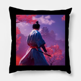 Samurai Cherry Blossom Tree Pillow