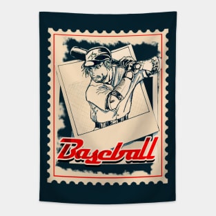 Baseball vintage card stamps Sports Fanatic Tapestry