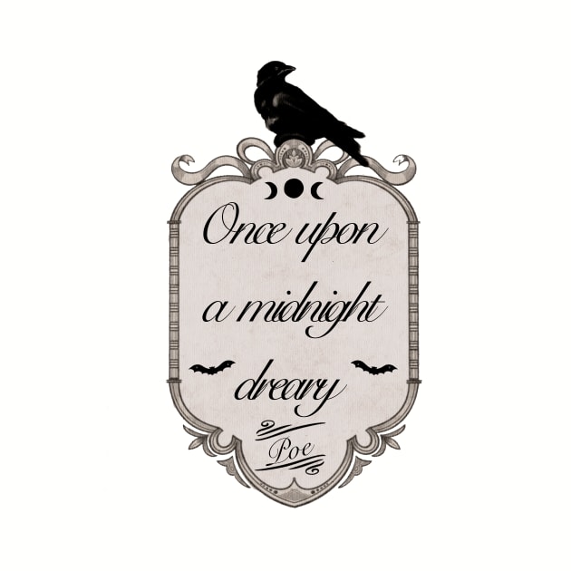 Edgar Allen Poe Quote| Watercolor Raven | Family Crest| Watercolor Bats| Dark Academia Quotes| Once Upon a Midnight Dreary by penandbea