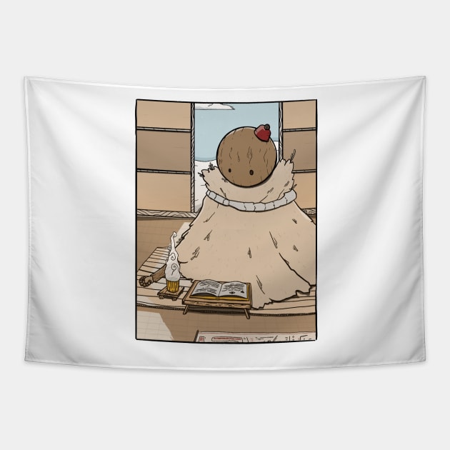 Peacful Study Wood Monk, One Tapestry by troylwilkinson