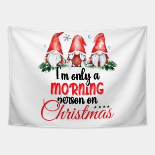 I'm Only A Morning Person On Christmas, December 25th Funny Gnomes Christmas Saying Tapestry