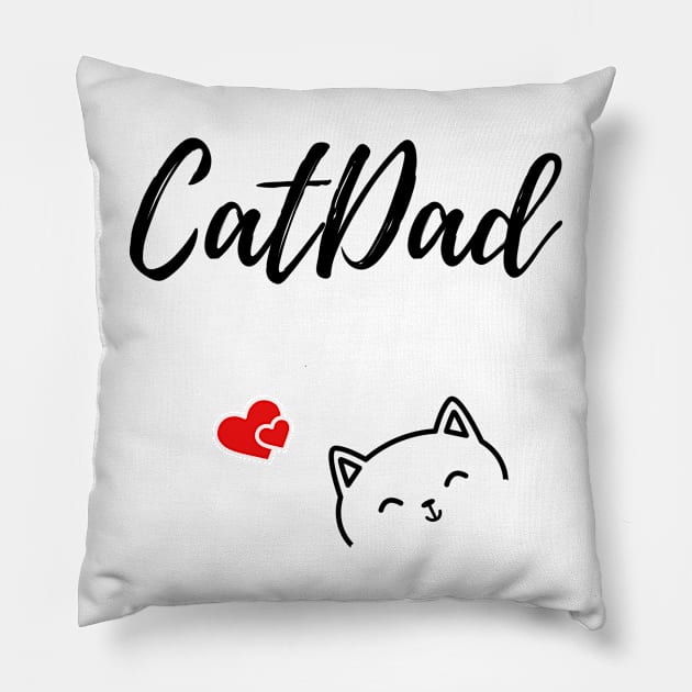 Catdad design with cute cat and hearts Pillow by KJ PhotoWorks & Design