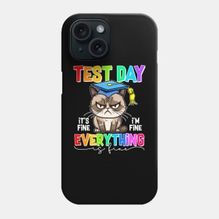 Retro Test Day Black Cat It's Fine I'm Fine Everything Fine Phone Case