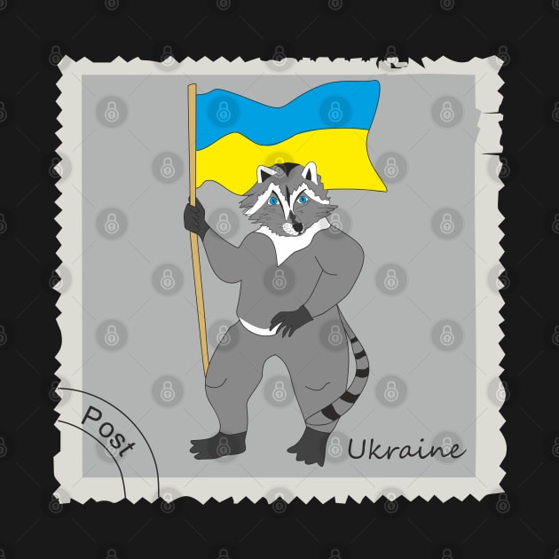 Raccoon postage stamp by Alekvik