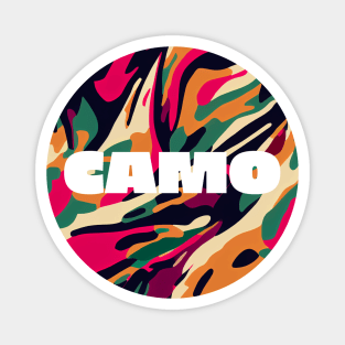 Camo || Abstract Camouflage Circle Design Magnet